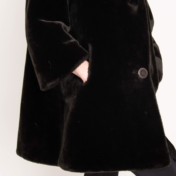 Vintage 1960’s Borglaska Faux Fur Black Jacket Coat Women’s Size Small - Picture 3 of 11